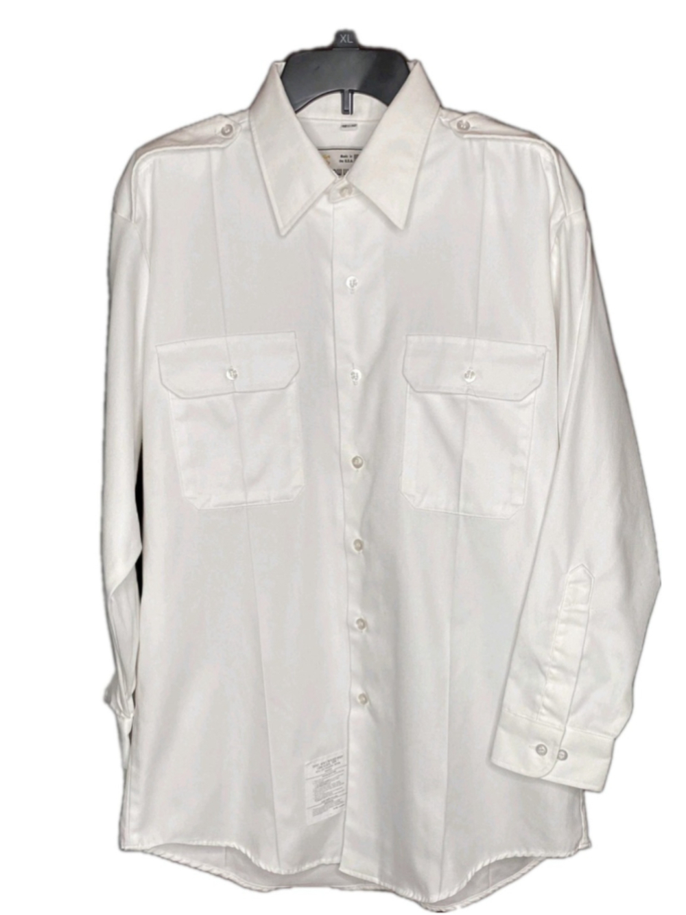 Marlow White Men's Military Dress Shirt White Long Sleeve Tapered Fit 16.5 x 32